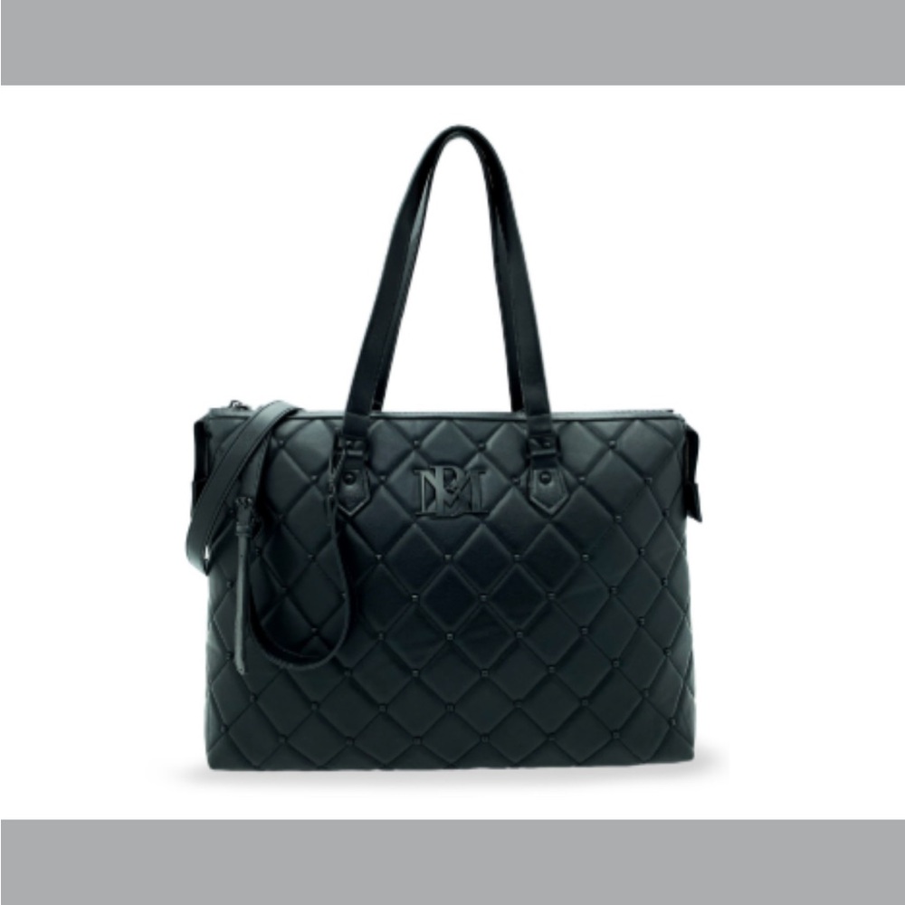 👜 Badgley MISCHKA  Elegant Black Quilted Tote Bag Large Tote free shipping